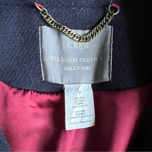 J. Crew Nello Gori Stadium Cloth Coat Navy Blue Wool Blend Peacoat Women’s 10 - Picture 6 of 14
